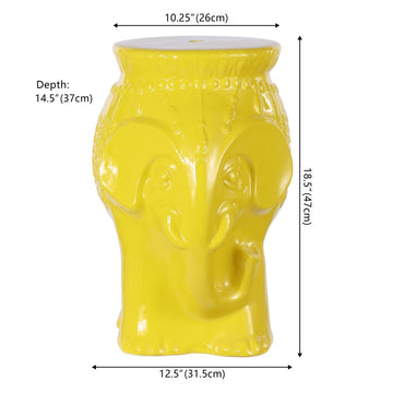 Orla 18.5" Modern Bohemian Elephant Ceramic Garden Stool - JONATHAN Y